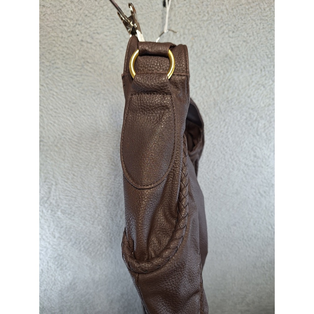 Avon Mark Handbag Brown Faux Leather Braided Trim Slouchy Shoulder Bag Casual - Picture 4 of 12